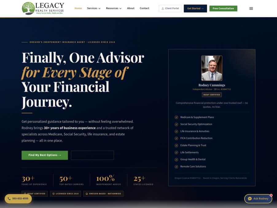 Legacy Wealth Services website